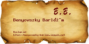 Benyovszky Barlám névjegykártya